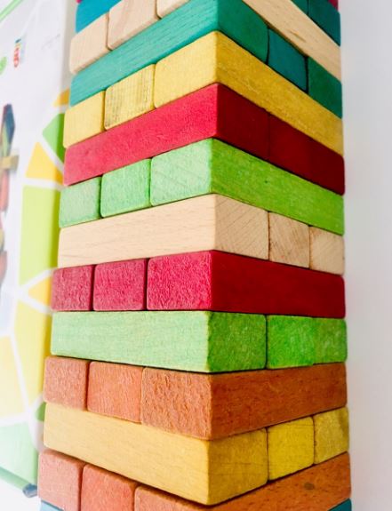 بازی فکری برج هیجان چوبی-رنگی بیس تویز | Jenga