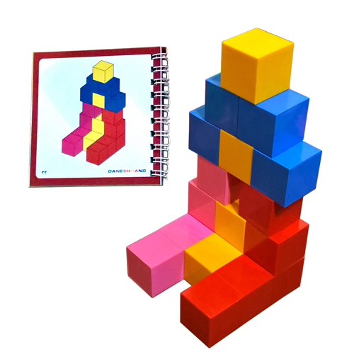 بازی فکری مکعب های رنگی 30 عددی سطلی دانشمند