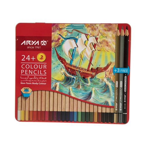 مداد رنگی 24 رنگ فلزی آریا | Colored Pencil